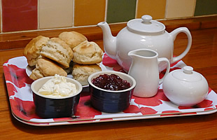 A delicious cream tea awaits you on arrival